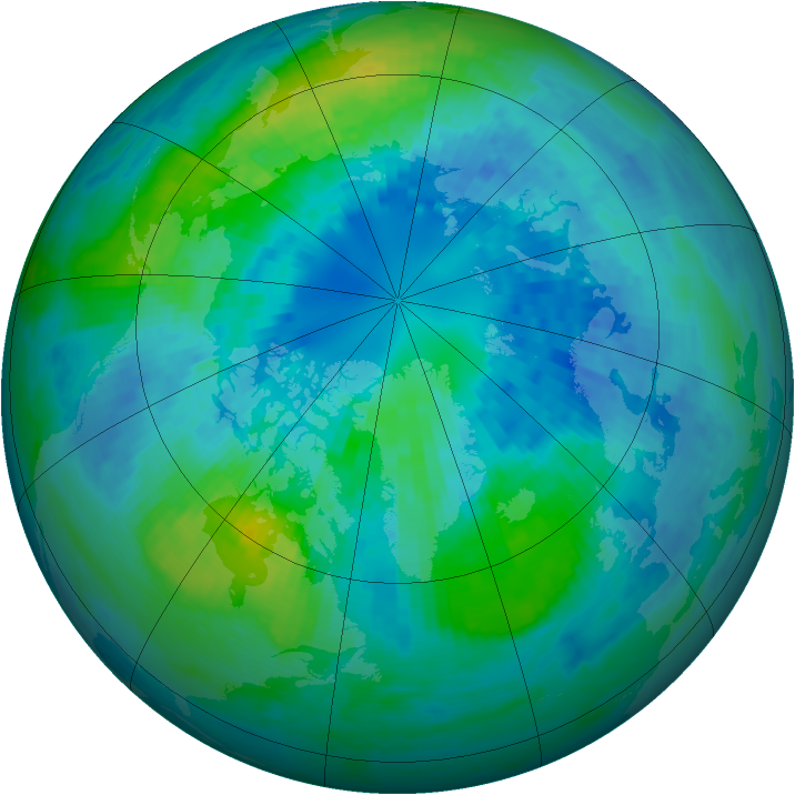 Arctic ozone map for 03 October 2004